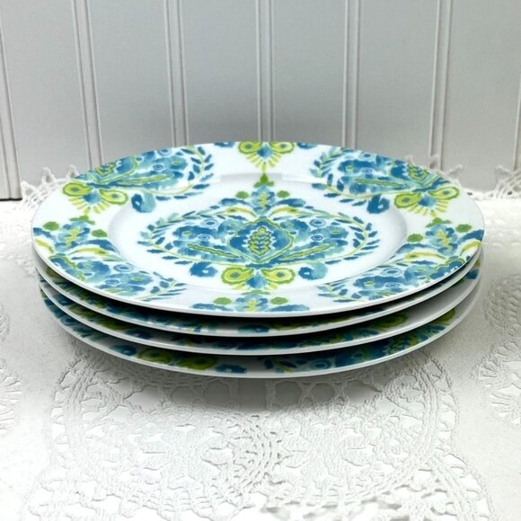 Johara by Dena Home Set of 4 Porcelain Salad Plates 8" Blue Yellow - Picture 5 of 9